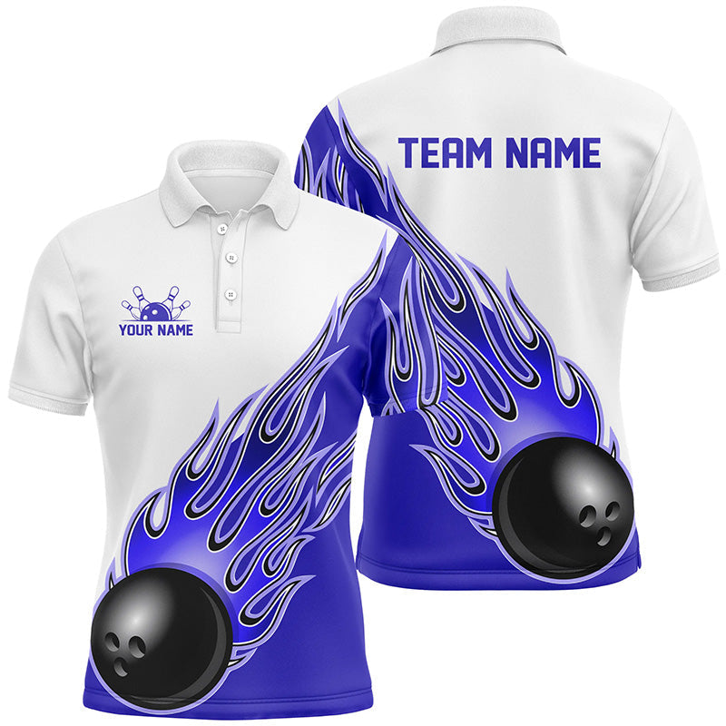 Personalisierte Flammen-Bowlinghemden für Herren und Damen, Bowlingkugel, individuelles Bowlingteam-Hemd IPHW5001