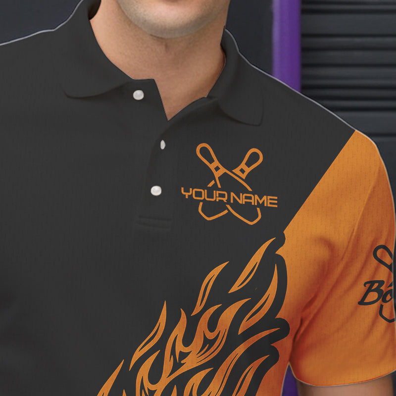 Individuelle Bowlinghemden für Herren, Bowlingteam-Hemden, Bowling Strike | Orange IPHW5171