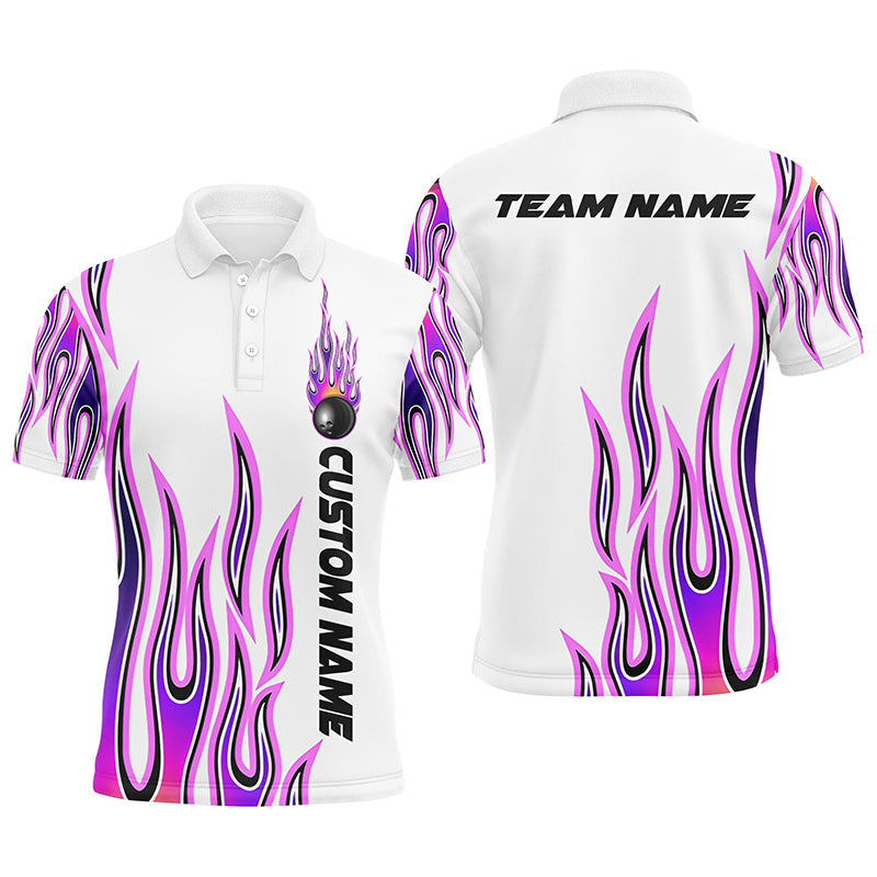 Personalisierte Flammen-Bowling-Hemden für Herren und Damen, Bowling-Kugel maßgeschneidertes Bowling-Team-Hemd IPHW4501