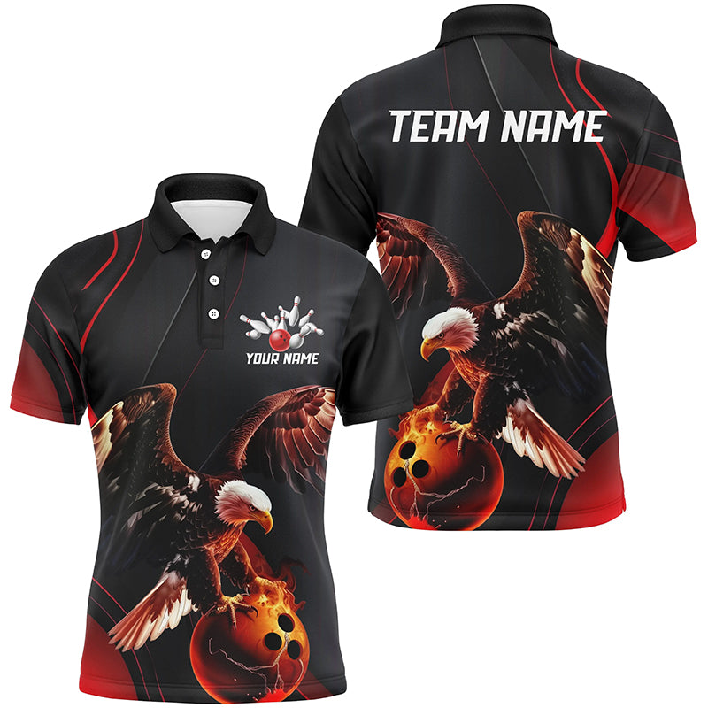 Red Flame Herren-Bowlingshirts, Personalisierte Adler-Team-Bowlingshirts, Geschenk für Bowler IPHW7111