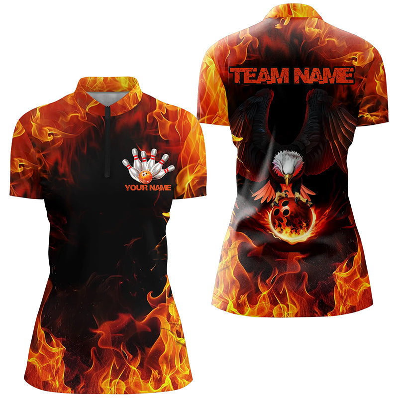 Flammen-Adler-Bowling-Team Shirts für Damen, Feuer-Kundenspezifische Bowling-Uniformen Outfit Bowling IPHW7116