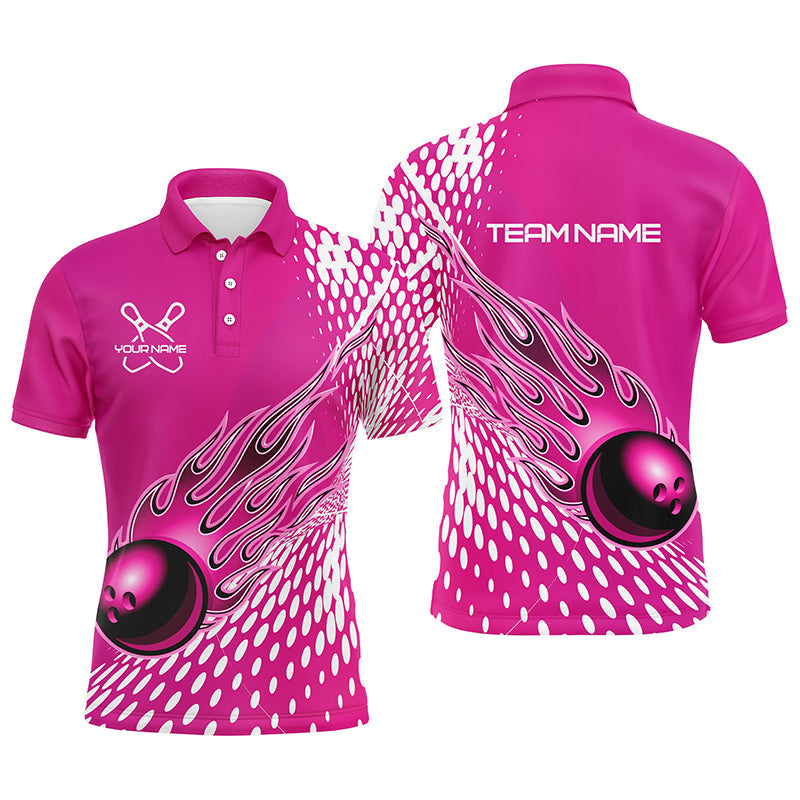 Personalisierte Flammen-Bowlinghemden für Herren und Damen, Bowlingkugel, individuelles Bowlingteam-Hemd IPHW4978