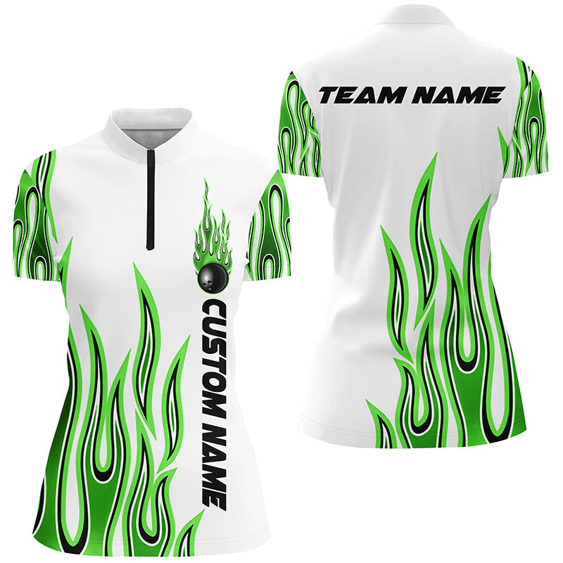 Personalisierte Flammen-Bowlinghemden für Damen, Bowlingkugel, individuelles Bowlingteam-Hemd IPHW4983
