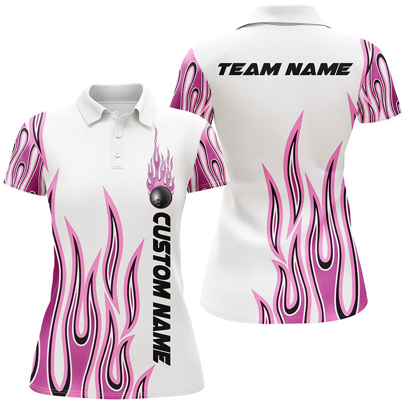 Personalisierte Flammen-Bowlinghemden für Damen, Bowlingkugel, individuelles Bowlingteam-Hemd IPHW4985