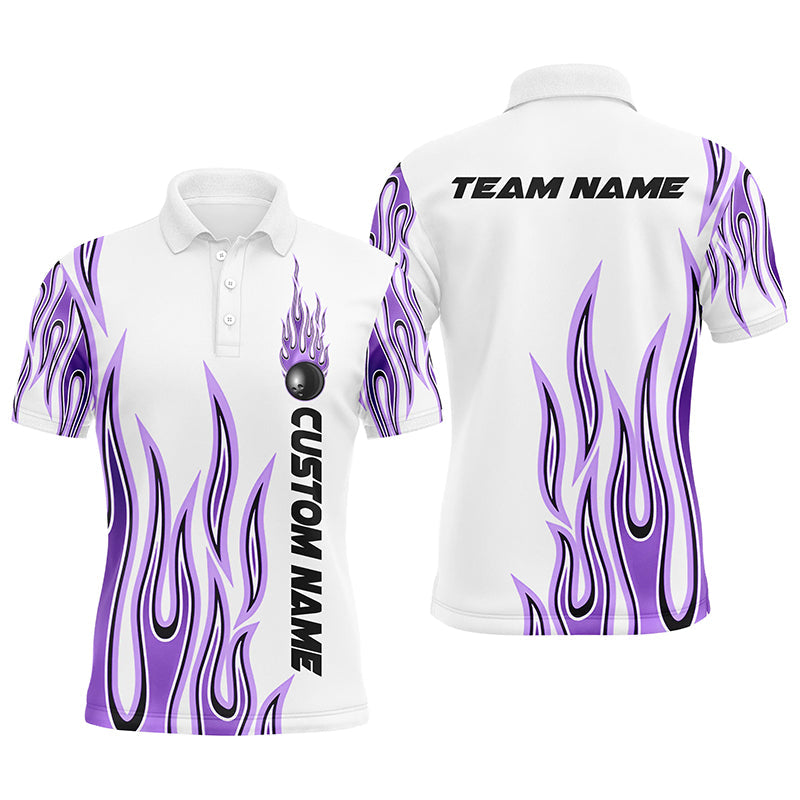 Personalisierte Flammen-Bowlinghemden für Herren und Damen, Bowlingkugel, individuelles Bowlingteam-Hemd IPHW4986