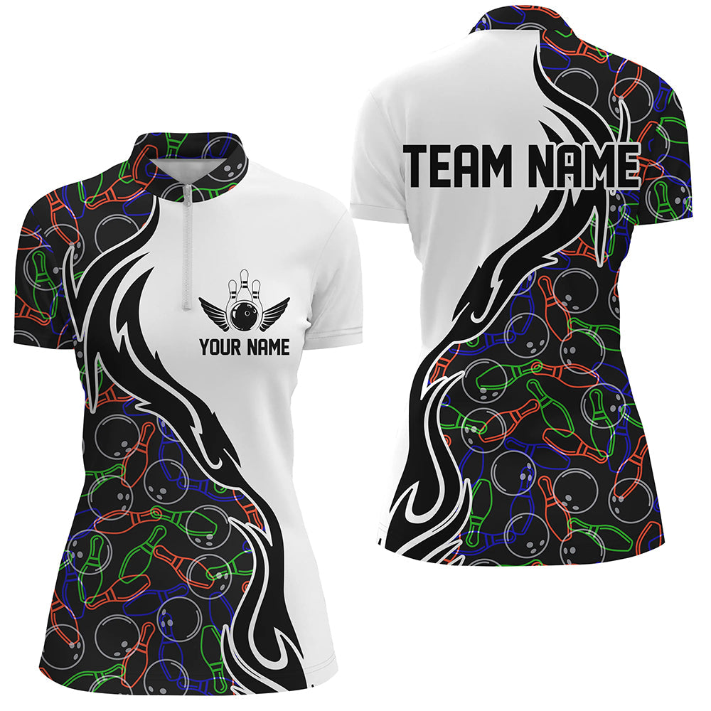 Individuelle Namens-Bowlingteam-Hemden für Damen, Bowlingmuster-Bowlingliga-Trikots IPHW5485