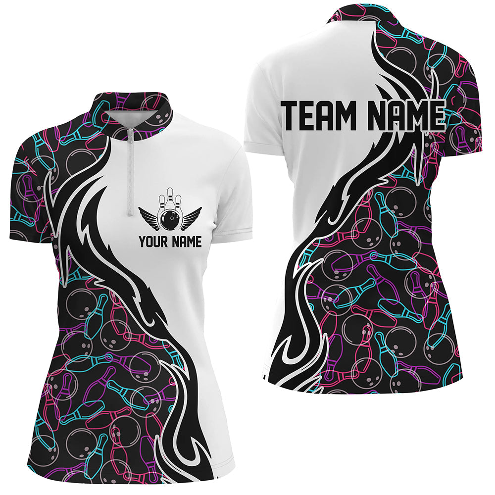 Individuelle Namens-Bowlingteam-Hemden für Damen, Bowlingmuster-Bowlingliga-Trikots IPHW5486