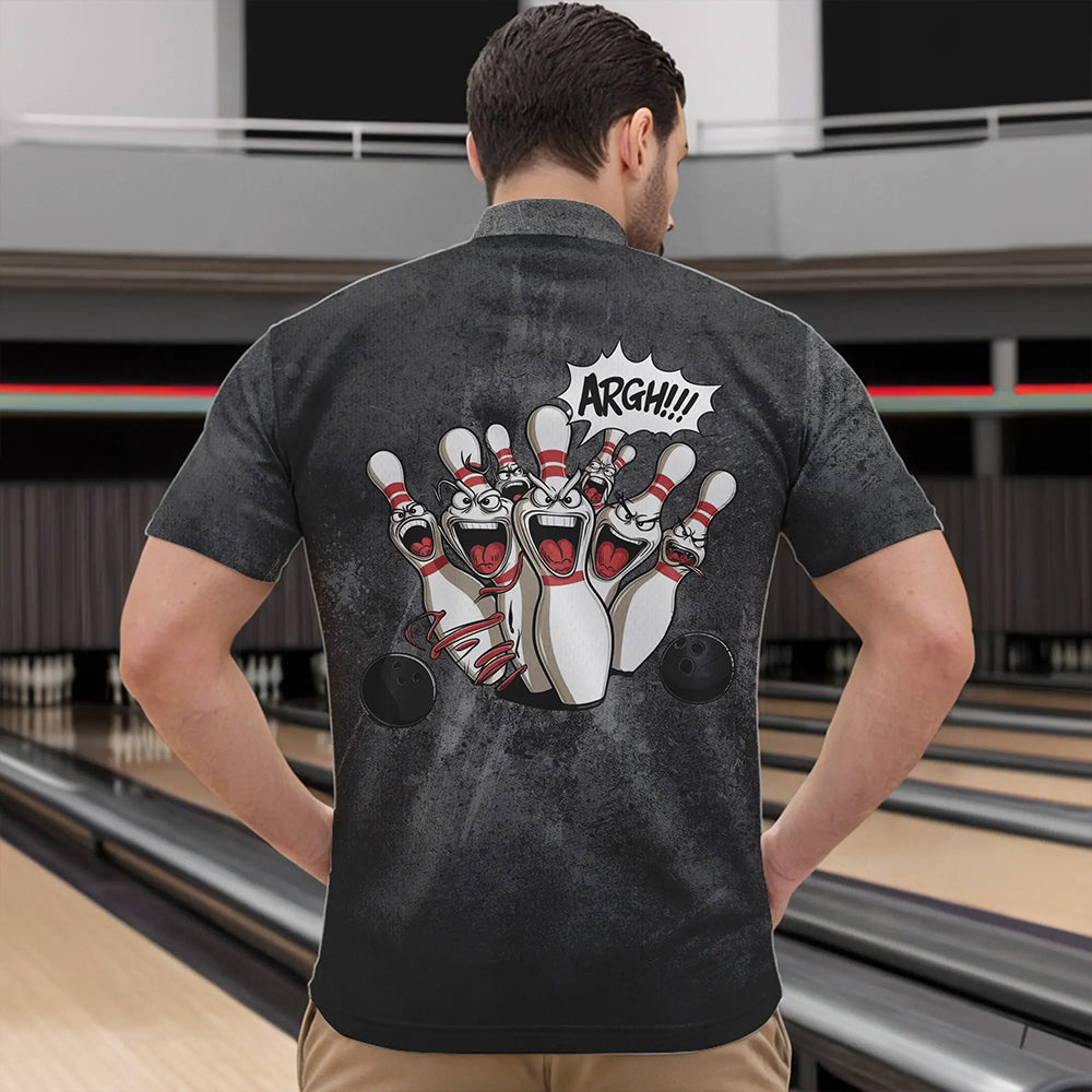 "Angry Bowling Pins Face" lustige Bowlinghemden für Herren und Damen, Vintage-Bowler-Outfits IPHW6696.1