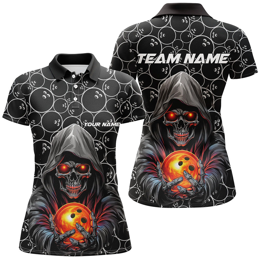 Individuelle Halloween-Bowling-Outfits, Schädel-Bowling-Polohemden für Damen, Bowlingliga-Hemden IPHW5345