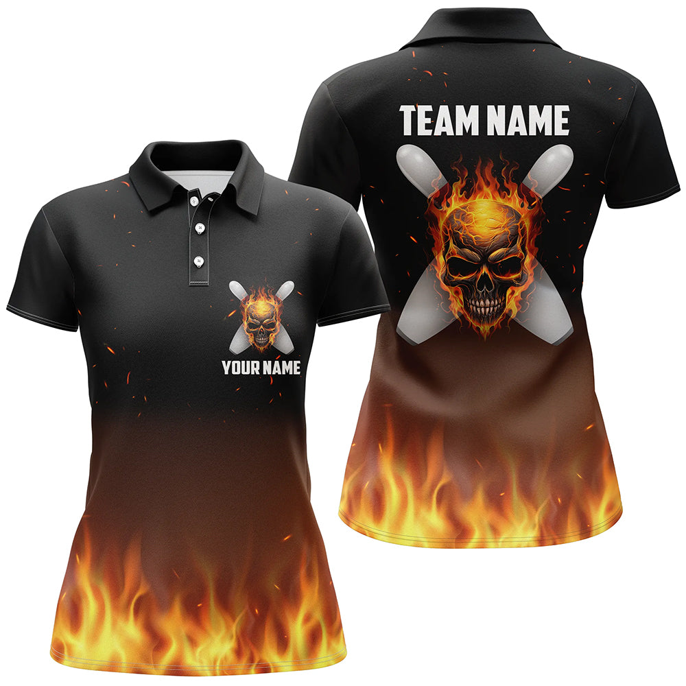 Flammen, individuelle Damen-Bowlinghemden, personalisierte Team-Bowler-Trikots, Kurzarm IPHW5187