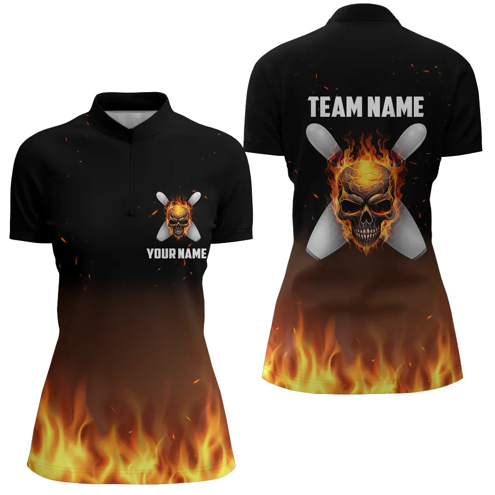 Flammen, individuelle Damen-Bowlinghemden, personalisierte Team-Bowler-Trikots, Kurzarm IPHW5187