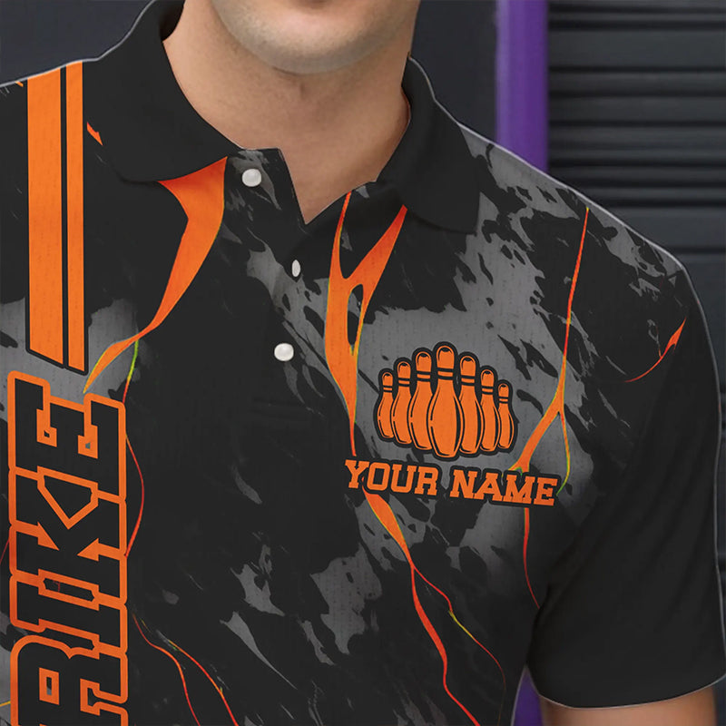 Individuelle orange "Strike"-Bowlinghemden für Herren, Polo, orange Camo-Bowlingteam-Trikots, Bowlingliga IPHW5385