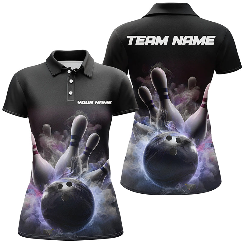 Individuelle Damen-Bowling-Polohemden, Smoke-Bowlingteam-Trikots, "Strike"-Bowling-Hemden IPHW5402