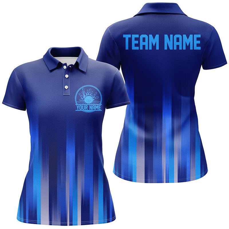 Individuelle blaue Bowlinghemden für Damen, Bowling-Logo-Team-Bowling-Trikots, Bowler-Outfit IPHW5209
