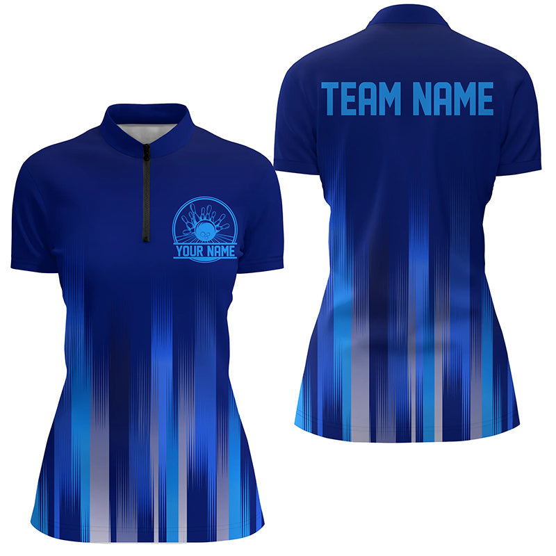 Individuelle blaue Bowlinghemden für Damen, Bowling-Logo-Team-Bowling-Trikots, Bowler-Outfit IPHW5209