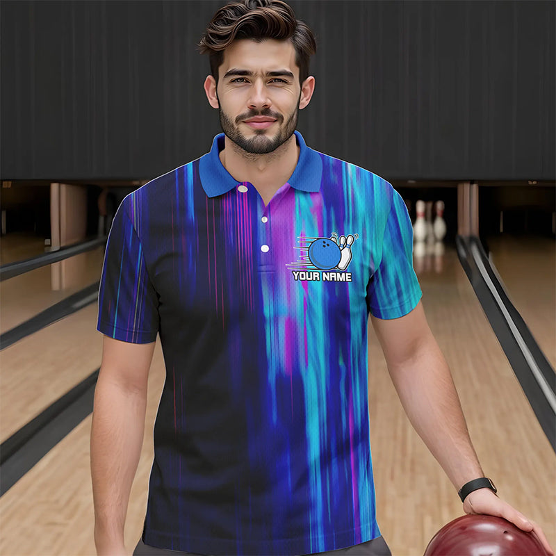Blau-lila individuelle Bowlinghemden für Herren, Galaxy-Bowlingteam-Hemden IPHW6793