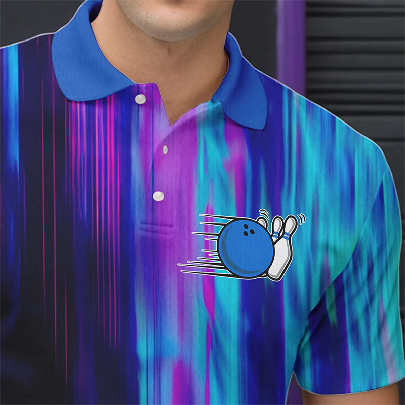 Blau-lila individuelle Bowlinghemden für Herren, Galaxy-Bowlingteam-Hemden IPHW6793.1