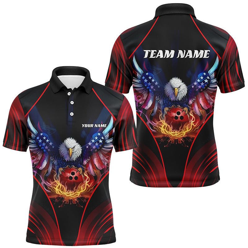 Maßgeschneidertes Adler-Bowling-Shirt, patriotisches Polo-Bowling-Trikot für Herren, US-Bowling | Rot IPHW7108