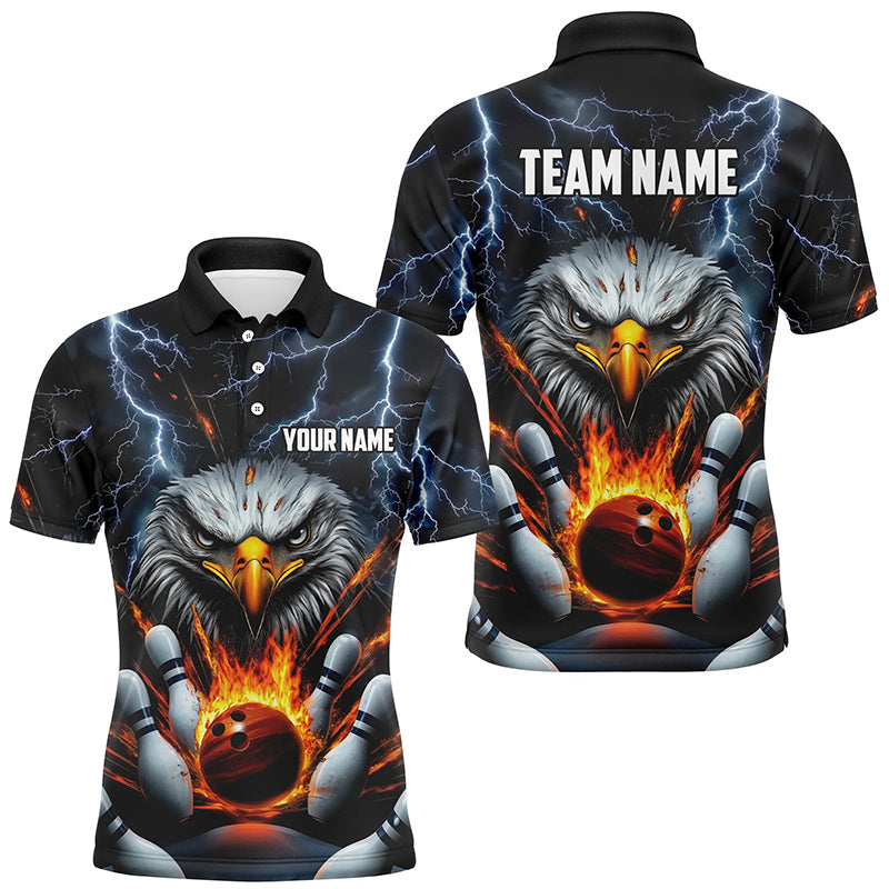 Donner-Blitz-Sturm Kundenspezifische Flammen-Adler-Bowling-Shirts für Herren, Feuer-Bowling-Trikots IPHW7580