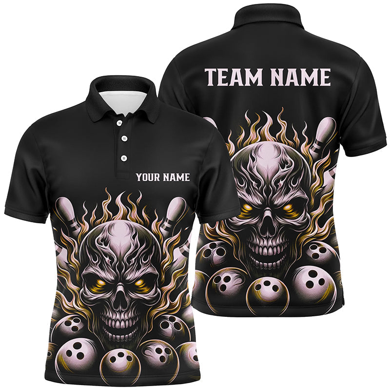 Mehrfarbige individuelle Schädel-Bowlinghemden für Herren und Damen, unisex Flammen-Bowlingteam-Hemden für Bowler IPHW5926