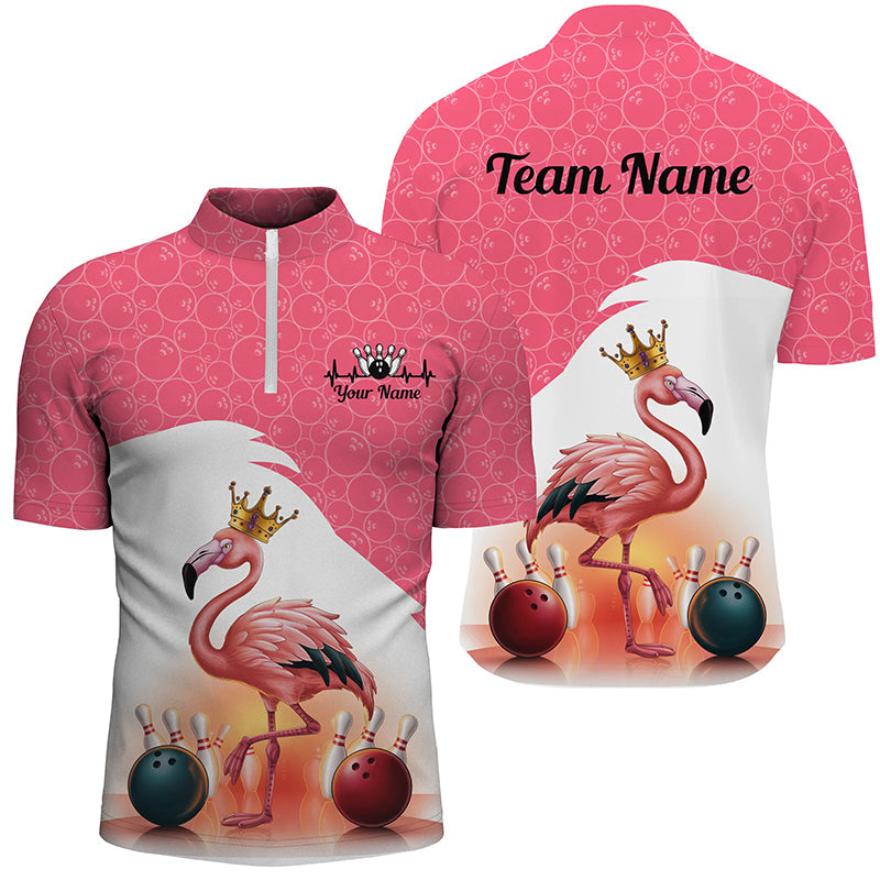 Flamingo-pinkes Bowlingkugel-Muster, individuelle Teamhemden für Herren und Damen, Bowlingtrikots IPHW6694