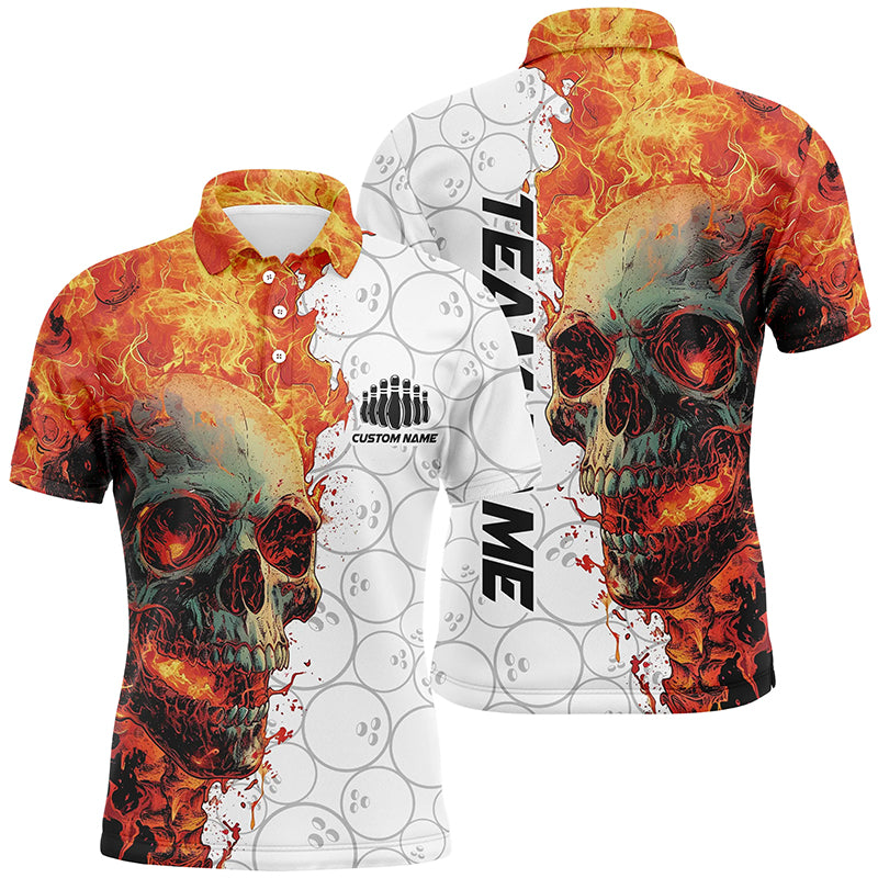 Personalisiertes Schädel-Bowlinghemd für Herren und Damen, individuelles Bowlingteam-Flammen-Bowler-Trikot IPHW5810