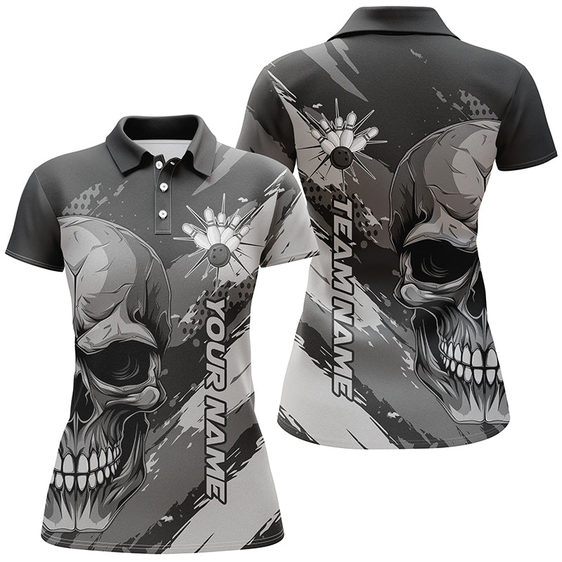 Personalisierte Schädel-Bowlinghemden für Damen, individuelle Teamnamen-Flammen-Bowler-Trikots IPHW5168