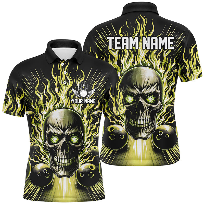 Personalisiertes mehrfarbiges Schädel-Bowlinghemd für Herren, Damen und Kinder, individuelle Bowlingteam-Flammen-Bowler-Trikots IPHW5819