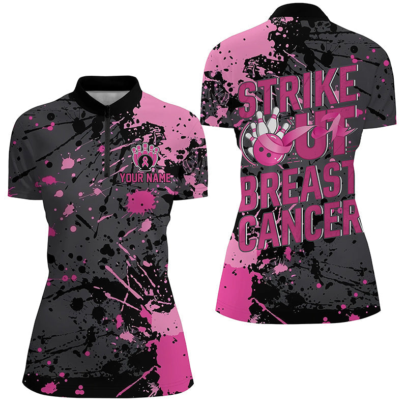 "Strike Out Breast Cancer" individuelle Brustkrebs-Bowlinghemden für Damen IPHW7048