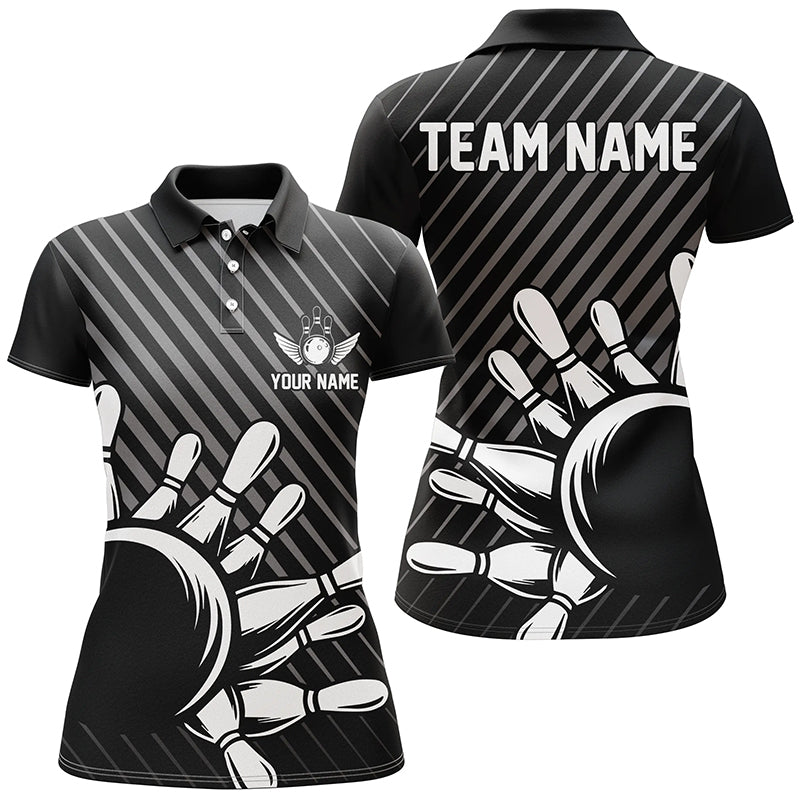 Personalisierte Bowlingtrikots mit Name und Teamname, Bowling-Polohemd für Damen IPHW5338