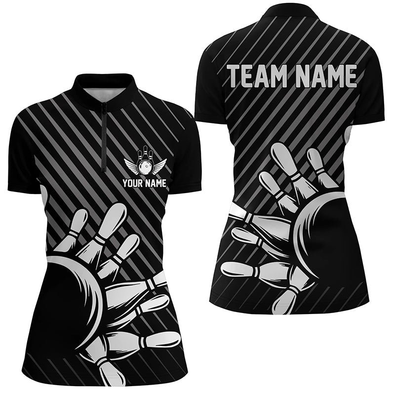 Personalisierte Bowlingtrikots mit Name und Teamname, Bowling-Polohemd für Damen IPHW5338