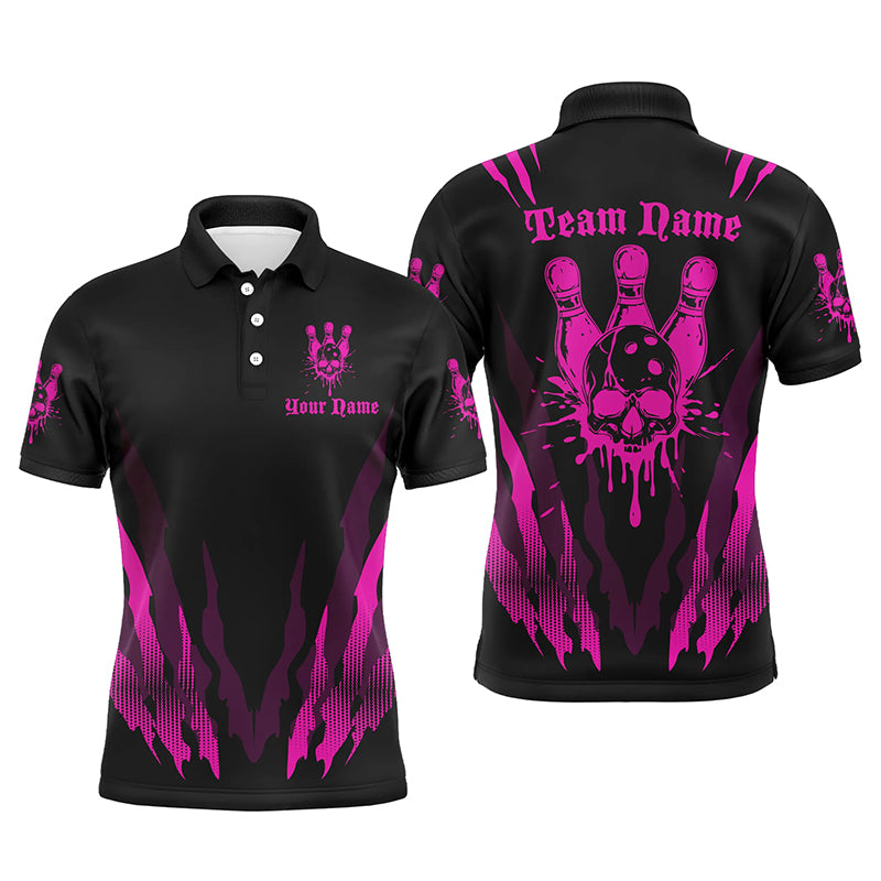 Individuelle Bowlinghemden für Herren und Damen, Schädel-Bowlingteam-Hemden, Bowlingkegel | Pink IPHW5836