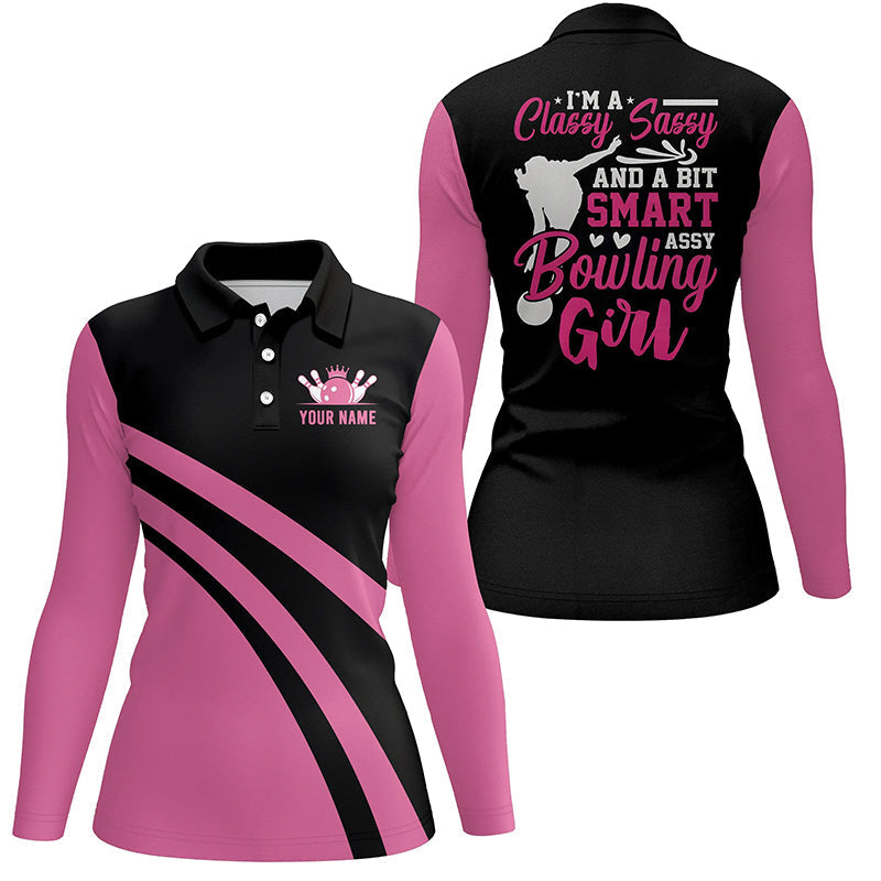 Individuelle Pinke Bowling-Poloshirts für Damen I'm a classy sassy and a bit smart assy bowling girl NQS6695