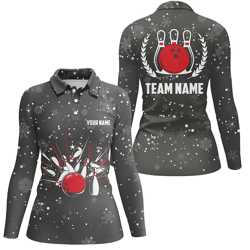 Damen-Bowling-Poloshirts – Individuelle Weihnachts-Retro-Bowling-Team-Damen-Bowling-Trikots, Bowling-Geschenke NQS6592