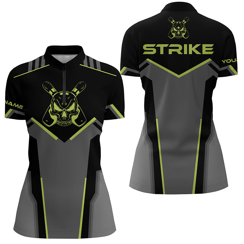 Retro-Bowling-Quarter-Zip-Shirts für Damen – Individuelles Bowling-Team-Liga-Trikot, Strike-Bowling-Shirts NQS6245
