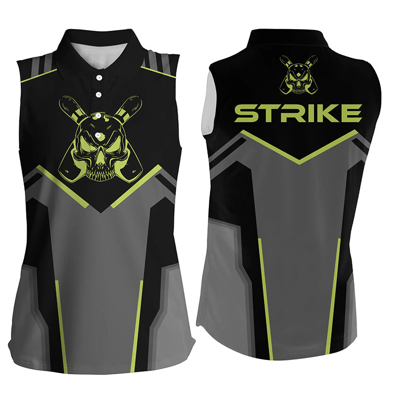 Retro-Ärmellose Bowling-Poloshirts für Damen – Bowling-Team-Liga-Trikot, Strike-Bowling-Shirts NQS6245