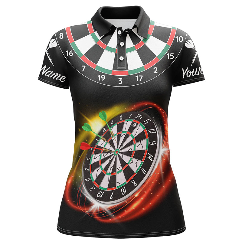 Personalisiertes Rot-Schwarz Damen Darts Poloshirt – Individueller Name Cooles Darts Trikot für Damen LDT0351