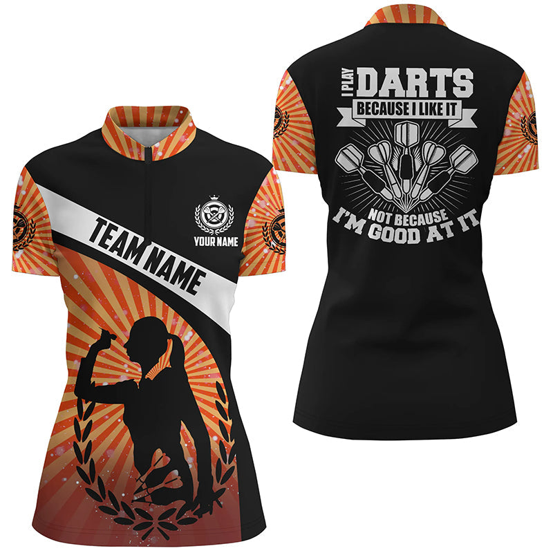 Ich spiele Darts, weil ich es mag – Orange Halo Damen Dart Quarter-Zip Shirt LDT0669