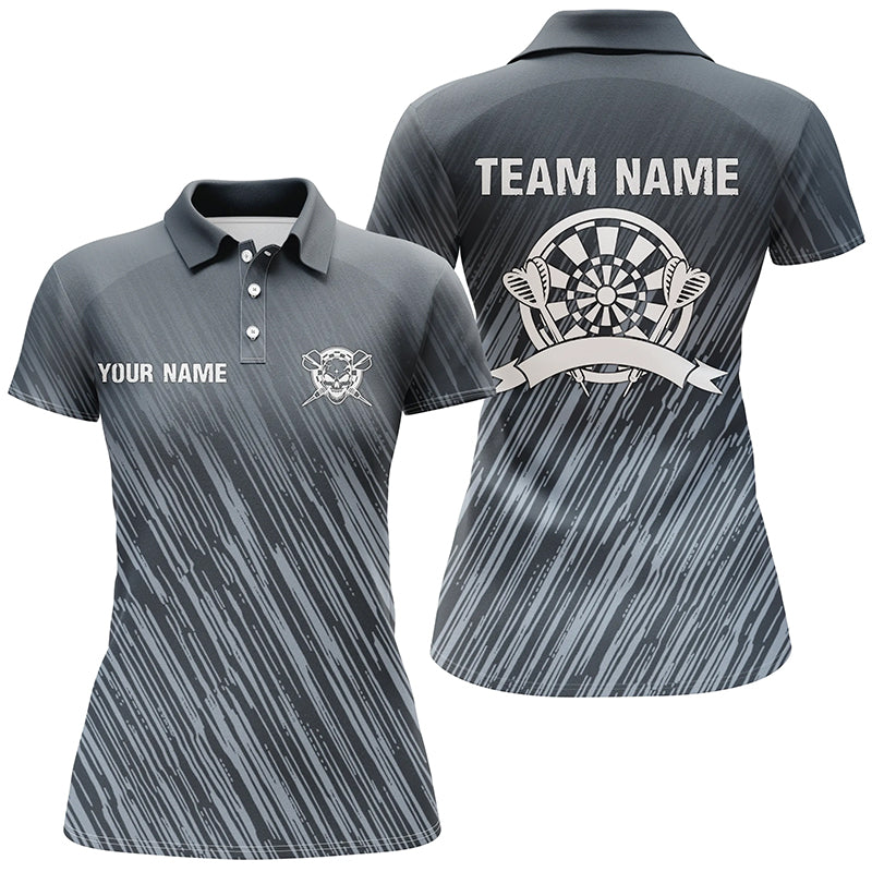 Personalisiertes Darts Silbersterne Poloshirt – Individuelles Cooles Blaues Darts Trikot für Damen LDT0394