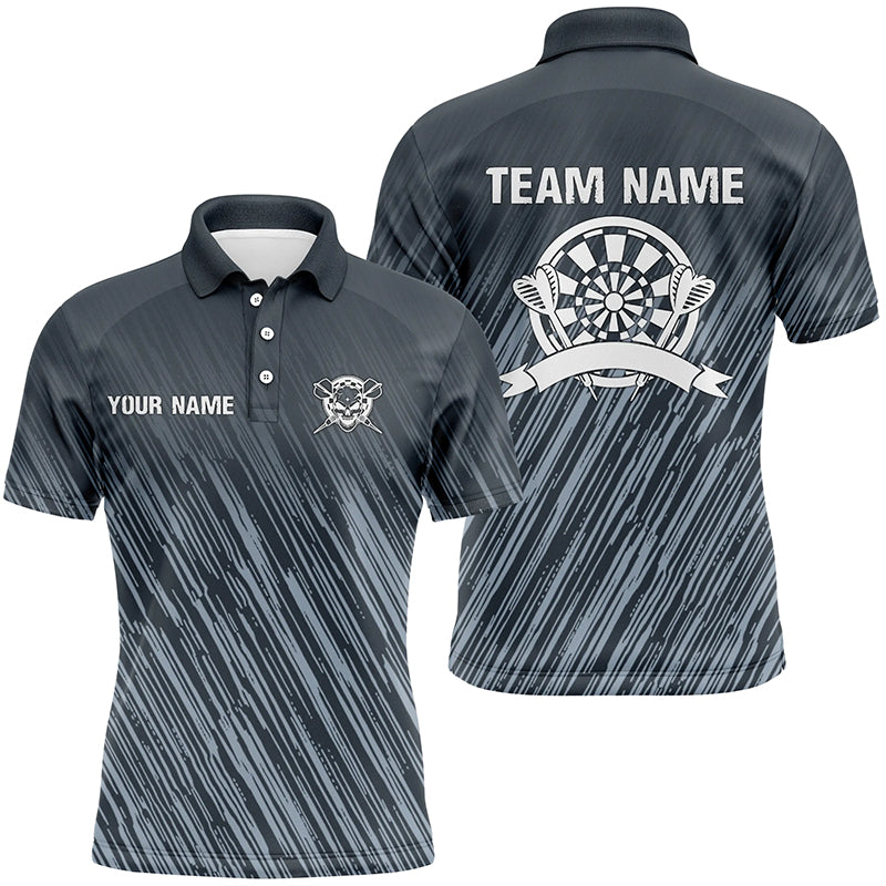 Personalisierter Dart-Poloshirt mit silbernen Sternen – Individuelles cooles blaues Darttrikot für Männer LDT0394