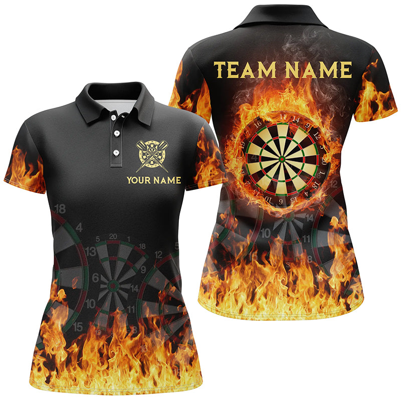 Personalisiertes 3D Feuer Flamme Darts Poloshirt – Individuelles Cooles Darts Team Trikot für Damen LDT0739