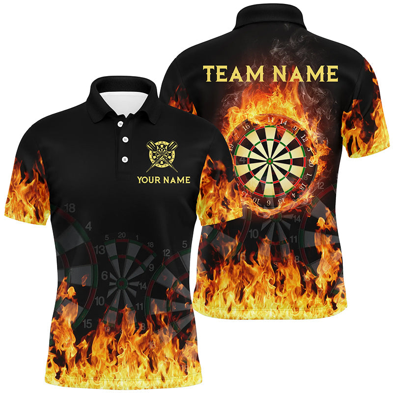 Personalisierter 3D Feuerflammen-Dart Poloshirt – Cooles Dart-Teamtrikot für Männer LDT0739