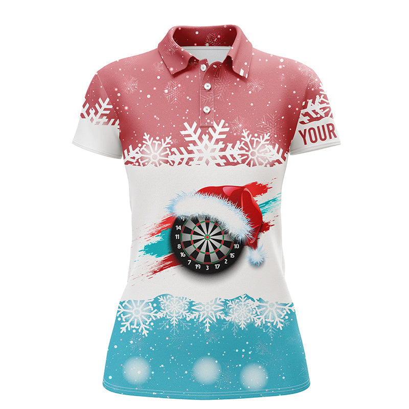 Weihnachtsmann Darts Weihnachten Rot Blau Damen Darts Poloshirt – Darts Shirt für Damen Dart Trikot LDT0749