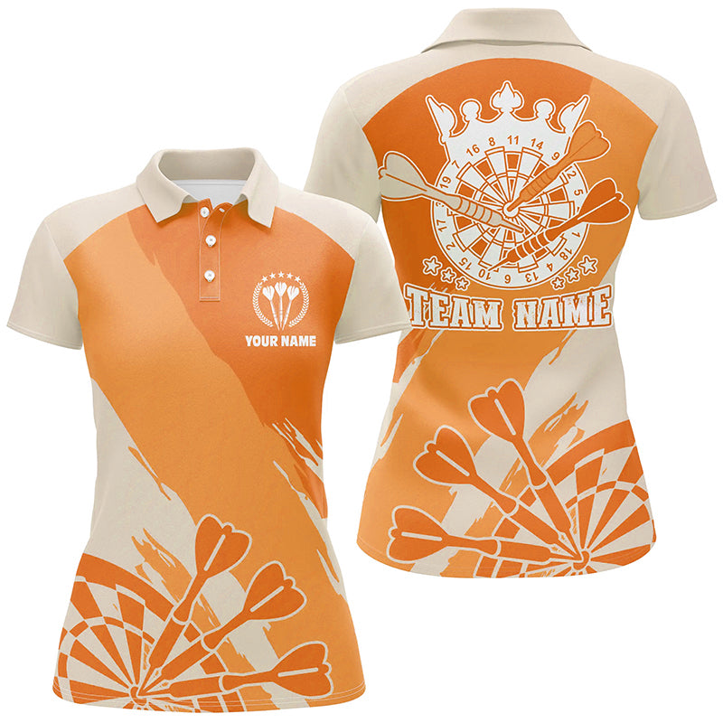 Individuelles Orangenes Damen Darts Poloshirt – Individuelles Cooles Darts Shirt für Frauen Darts Trikot LDT0803