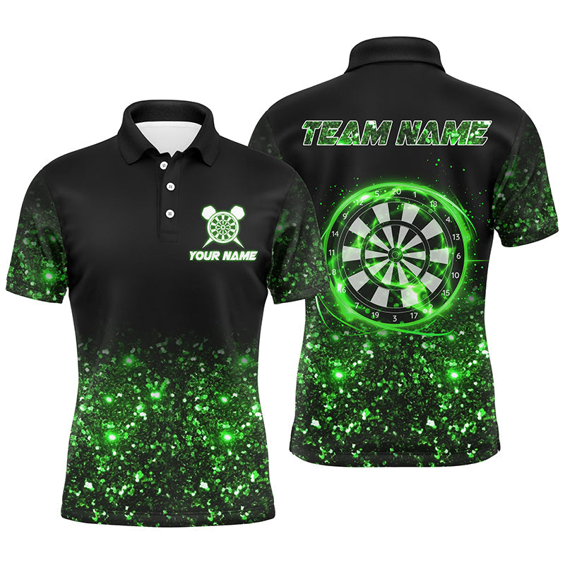 Schwarz-Grünes Licht Herren Darts Poloshirt – Individuelles Dartshirt für Männer Teamtrikots LDT1447