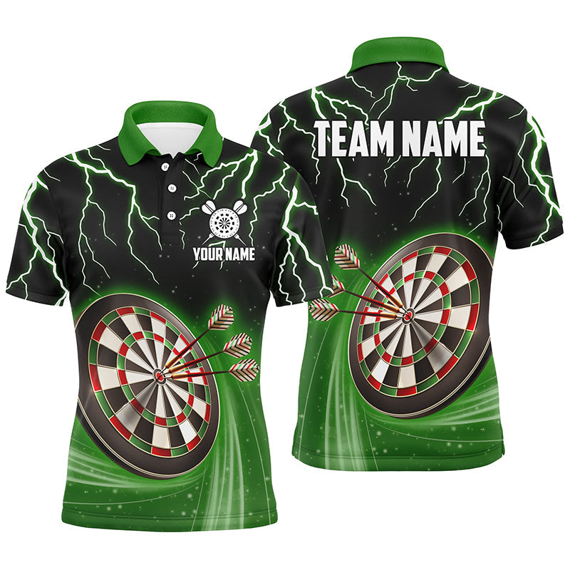 Grünes Donner-Blitz Herren Darts Poloshirt – Individuelles Dartshirt für Männer Darttrikots LDT1454