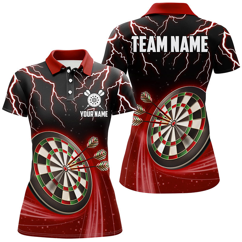 Rotes Donner Blitz Damen Darts Poloshirt – Individuelles Dart Shirt für Frauen Dart Trikots LDT1455