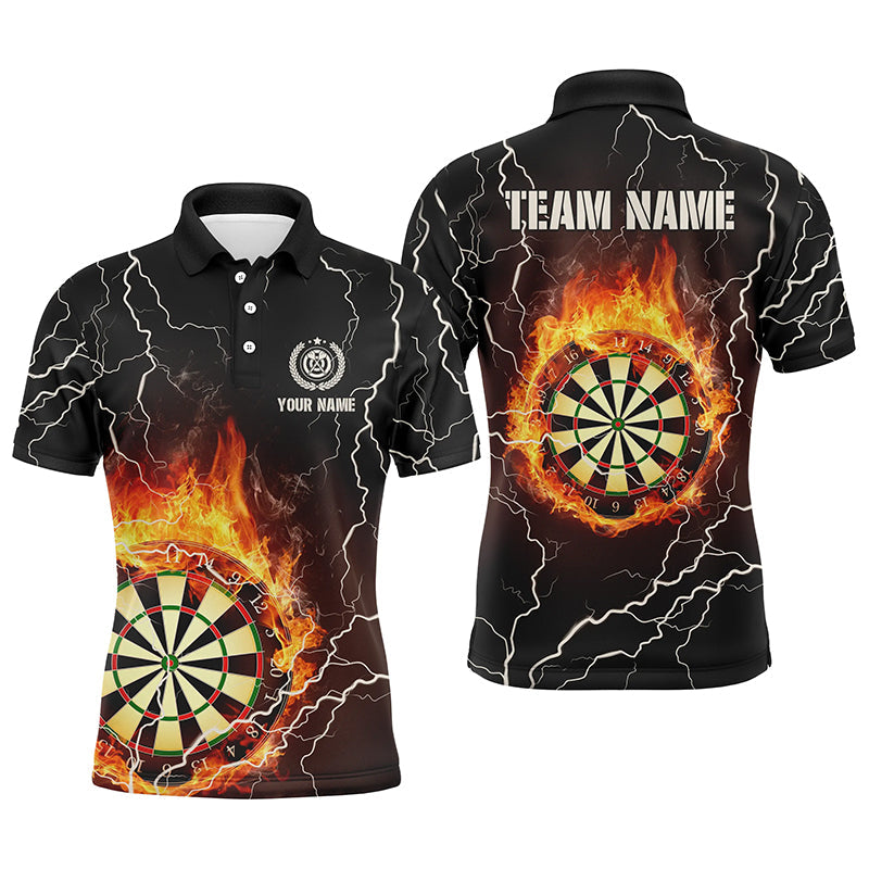 Herren Flammen-Dart-Poloshirt, Personalisierter Blitz-Donner-Darttrikot für Männer LDT0304