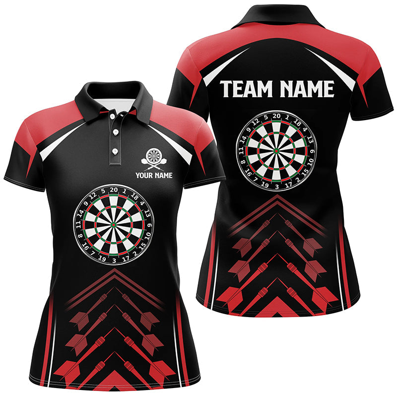 Personalisiertes Love Darts Rot-Schwarz Poloshirt – Individuelles Cooles Dart Trikot für Damen LDT0354