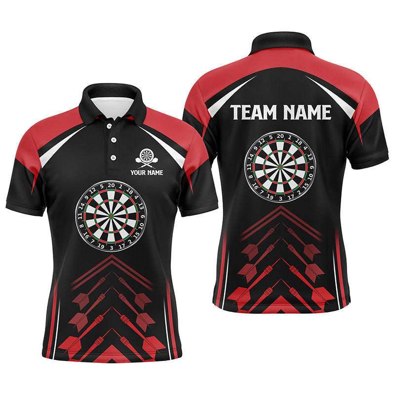 Personalisierter Herren Love-Darts Poloshirt in Rot-Schwarz – Individuelles cooles Darttrikot für Männer LDT0354
